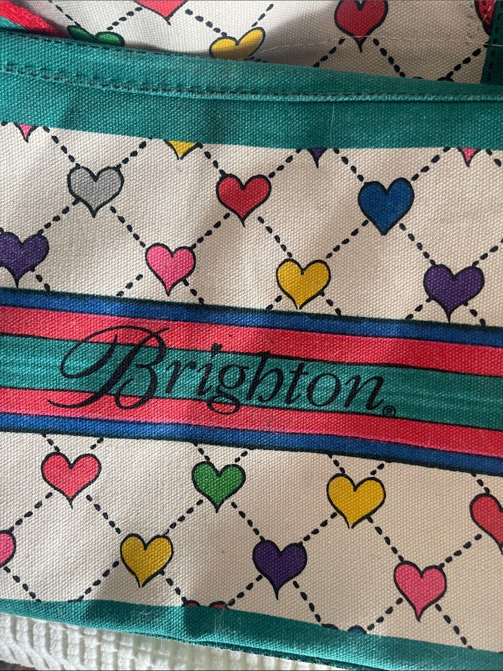 NEW 🆕 Brighton Red Heart Multicolor Canvas Tote - Picture 4 of 4